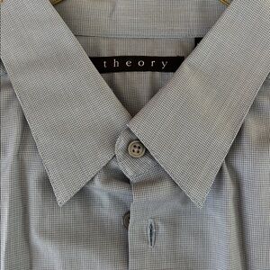Theory Men's Blue Check Dress Shirt